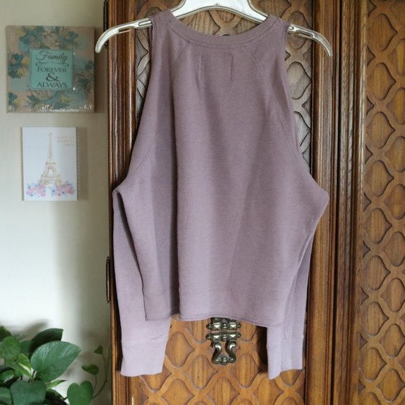 VICTORIA SPORT cold shoulder crop sweatshirt - Dusty Mauve, Size XS - Picture 9 of 16